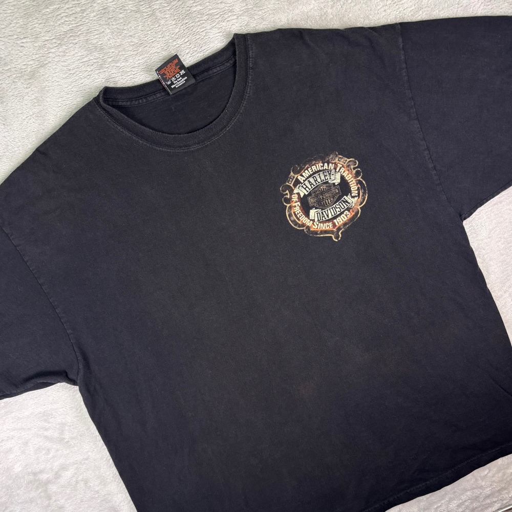 Harley-Davidson Men's‎ Black Graphic T-Shirt 2X Indianapolis American Tradition